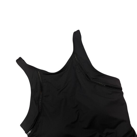 Sea Level Swim High Neck Ladder Stitch One Piece Swimsuit Black Size 10 NWT - Picture 3 of 7